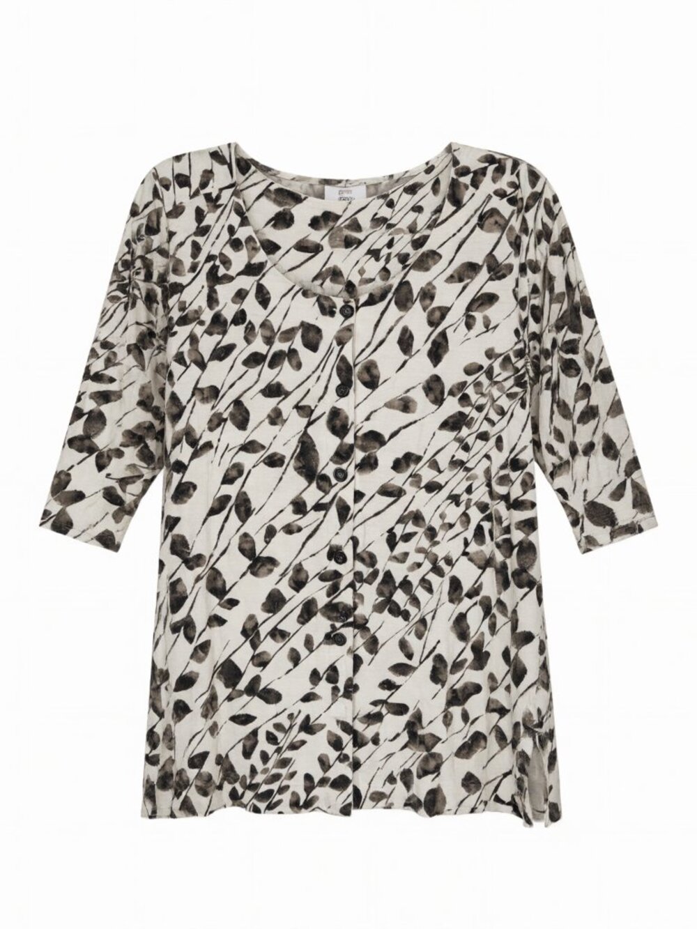 J. Jill Women's Leaf Print Tunic Top M Black/Cream